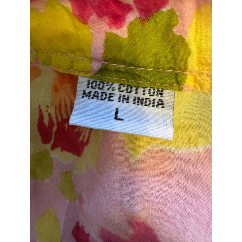 Boho chic cotton floral tunic - size Large - Picture 4 of 5